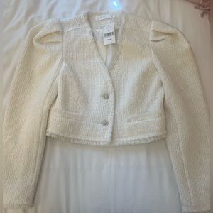 ASTR White Tweed Cropped Jacket NWT